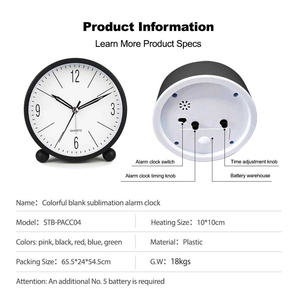 New Arrive Sublimation Blanks Colorful Blank Sublimation Alarm Clock-SUNTEK